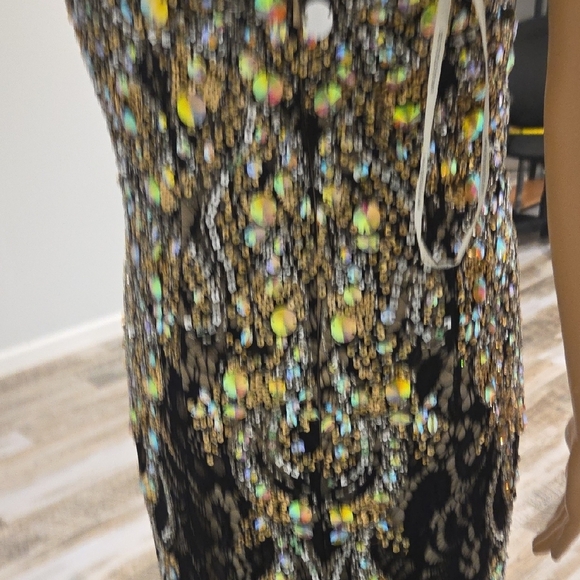 Black and Gold Embellished Sweetheart Prom Gown - Picture 12 of 17